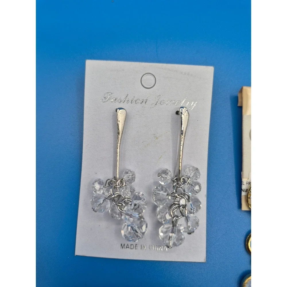 Crystalmania LA My Style Earrings Lot 4 Pairs Gold Silver Tone Glass Rhinestone